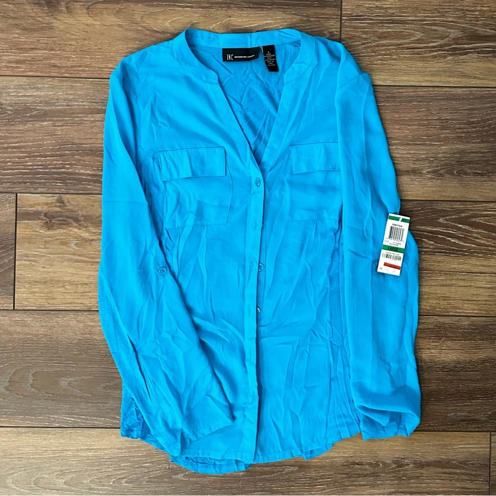 INC International Concepts blue shirt